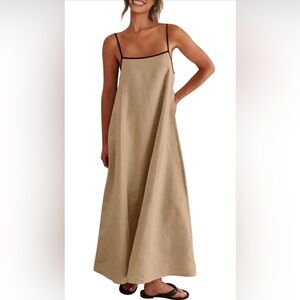 Summer Linen Tan Maxi Dress